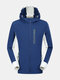 Mens Patchwork Hooded Waterproof Quick-drying Breathable Soft Shell Sport Casual Outdoor Jacket - Navy