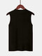 Casual Solid Color Knitting Sleeveless Sweater - Black