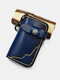 Menico الرجال جلد طبيعي خمر حقيبة مفاتيح محمولة متعددة الوظائف الداخلية مفتاح سلسلة حامل المحفظة - أزرق