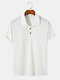 Mens Knit Texture Stripe Solid Sports Short Sleeve Golf Shirts - White