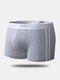 Men Hipster Side Striped Boxer Briefs Cotton Comfortable U Pouch Contrast Color Underwear - Gray