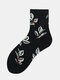 5 Pairs Unisex Cotton Jacquard Variety Of Floral Leaves Pattern Simple Breathable Tube Socks - #01