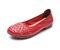Socofy Leather Breathable Soft Comfortable Round Toe Casual Flats - wine red