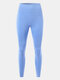 Famous Tiktok Leggings Solid Color Long Base Sport Yoga for Women - Sky blue