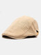 Men Cotton Linen Regular Patchwork Striped Stitches Sunshade Casual Forward Hat Newsboy Hat Beret Flat Cap - Beige
