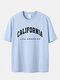 Plus Size Mens 100% Cotton California LA Print Fashion Short Sleeve T-Shirts - Blue
