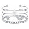 Bracelet ajustable en strass de lune en métal bohème Coeur de pêche géométrique Bracelet multicouche en étoile à cinq branches - argent