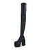 Large Size Women Casual Slip-On Stylish Platform High Heel Boots - Over-The-Knee Black