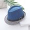 Men Vogue Color Matching Polyester Crimping Jazz Cap Bucket Hat Beach Cap Travel Breathable Sun Hat - Blue