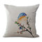 Watercolor Bird Floral Style Linen Cotton Cushion Cover Soft-touching Home Sofa Office Pillowcases - #6