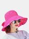 Women Cotton Polyester Bowknot Big Brim Sunscreen All-match Bucket Hat - Rose