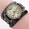 Casual Multilayer Bracelet Leather Wrist Watches Mens Watches Big Number Dial Watches for Women - Black