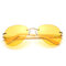 Men Women Bamboo Legs Retro Sunglasses Outdoor Spring Hinge Big Frame Goggle Eyeglasses - Yellow