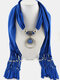 Vintage Multi-ring Resin Pendant Tassel Dacron Alloy Shawl Scarf Necklace - Blue