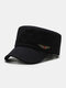 Men Cotton Solid Camo Star Eagle Pattern Embroidered All-match Sunscreen Military Hat Flat Cap - Black