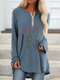 Flower Embroidery Long Sleeve Zip Front Asymmetrical T-shirt For Women - Blue