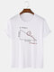 Mens 100% Cotton 6 Color Hand-Script Geometry Short Sleeve Graphic T-Shirt - White