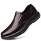 Men Non Slip Slip-ons Soft Sole Business Casual Leather Shoes - Brown