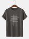 Mens 100% Cotton Simple Lines Graphics Short Sleeve Casual T-Shirt - Brown