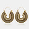 Vintage Metal Hollow Fan-shaped Earrings Ethnic Geometric Flower Carved Drop Pendant Big Earring - 14