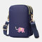 Women Elephant Printed Phone Bag Waterproof Casual Crossbody Bags - Blue