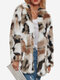 Casual Mixed Color Faux Fur Long Sleeve Winter Chunky Coat - Yellow