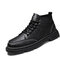 Men PU Leather Non Slip Brief Casual Ankle Boots - Black
