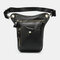 Men Genuine Leather Solid Outdoor Sport Practical Wear-resistance Belt Bag Leg Bag Waist Bag - Black