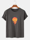 Mens 100% Cotton Sunrise Print Solid Color Breathable Loose O-Neck T-Shirts - Dark Gray