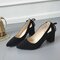 Women Shallow Mouth Pointed Large Size High-Heel Shoes - Black