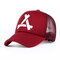 Unisex Letter A Mesh Breathable Baseball Hat Sunscreen Curved Cap - Red