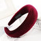 Sponge Solid Color Headband Multi-color Wide-brimmed Ladies Jewelry Solid Color Head Buckle - Wine Red