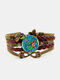 Bracelet multicouche de pierres précieuses tressées vintage à motif de papillons multicolores et imprimés de papillons - marron