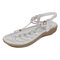 Women Casual Soft Rhinestone Clip Toe Sandals - Silver