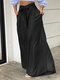Solid Pocket Belt Wide Leg Denim Jeans For Women - Black