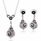Alloy Jewelry Set Rhinestone Fox Necklace Earrings Set - Silver