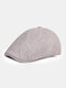 Men Woolen Cloth Solid Color Casual Warmth Beret Flat Cap - Light Gray
