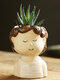 1PC Creative Women Face Figure Character Home Garden Desktop Decor Succulents Flower Pot Planter Vase - #04