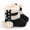 Baby Toddler Shoes Cute Lace-up Fluffy Ball Decor Comfy Plush Warm Soft Snow Boots - Black