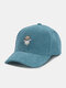 Unisex Corduroy Solid Color Cartoon Sheep Pattern Embroidery Fashion Sunshade Baseball Cap - Blue