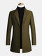 Mens Woolen Lapel Thicken Warm Casual Mid-Length Overcoats With Pockets - Green