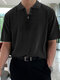 Golf da uomo a maniche corte casual in maglia con zip a un quarto Camicia - Nero