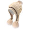 महिलाओं के घुटने की टोपी और दस्ताने सर्दियों सेट टोपी कान फ्लैप के साथ सेट करें बेनी टोपी अशुद्ध फर पोम पोम के साथ - #04