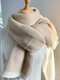 Unisex Acrylic Artificial Wool Knitted Herringbone Pinstripe All-match Warmth Neck Protection Scarf - Beige Khaki