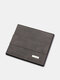Men Vintage Faux Leather Multi-Slots Color Matching Short Wallet Purse - Dark Brown
