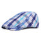 Womens Cotton Colorful Plaid Square Summer Cap Duckbill Ivy Cap Flat Cabbie Newsboy Beret Hat - Deep Blue