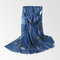 Womens Vogue Simple Cotton Linen Breathable Heart Warm Scarf 180*90cm Oversize Shawl - Navy