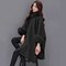 Fur Collar Long Wool Woolen Coat Temperament Cloak Shawl Coat - Black