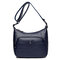 Women Pure Color Vintage PU Leather Shoulder Bag Crossbody Bag - Blue
