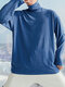 Men's Loose High-neck Long-sleeved T-Shirts - Blue